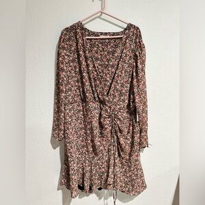 Dex Saffron Floral Faux wrap Dress NWT